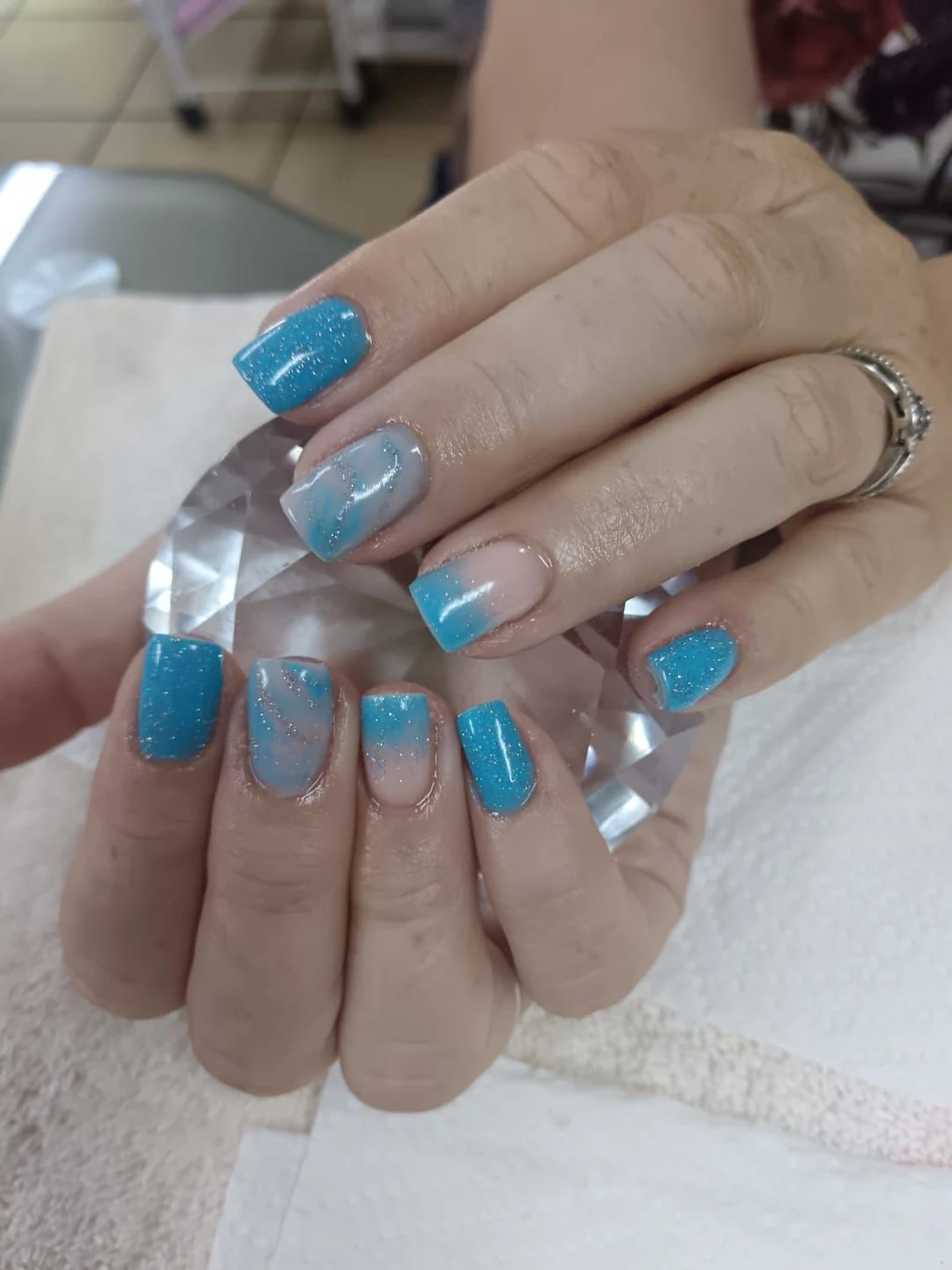 Nails done at Neon Moon Nail & Beauty, Sasolburg: blue glitter ombré
