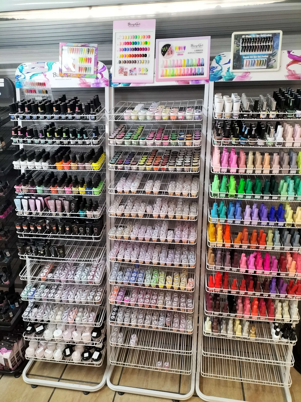 Inside the Neon Moon shop in Sasolburg: gel polish in every colour